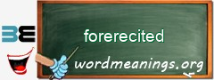 WordMeaning blackboard for forerecited